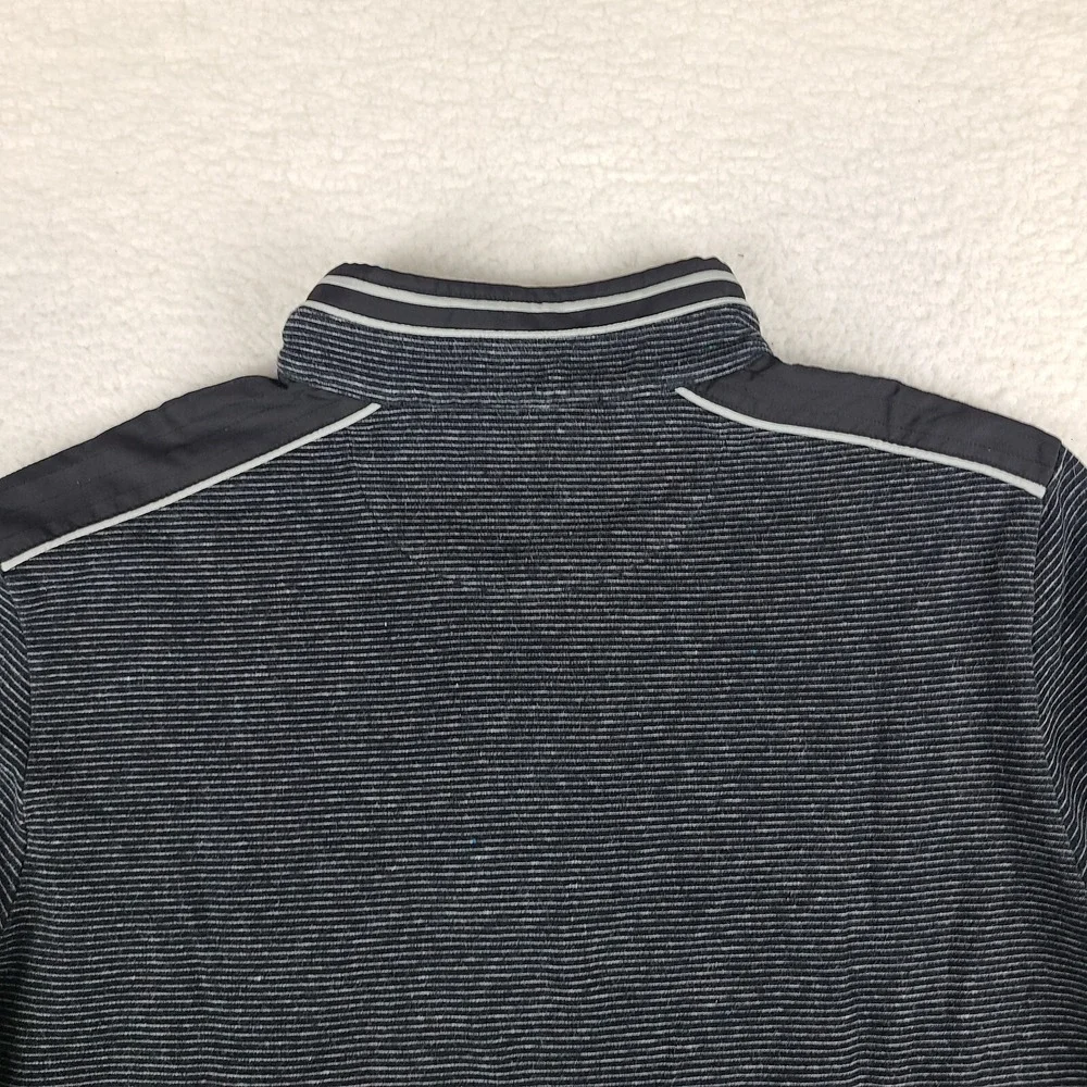 BUGATCHI Sweater Mens Medium Black Gray Striped Quarter‎ Zip Sweatshirt GC